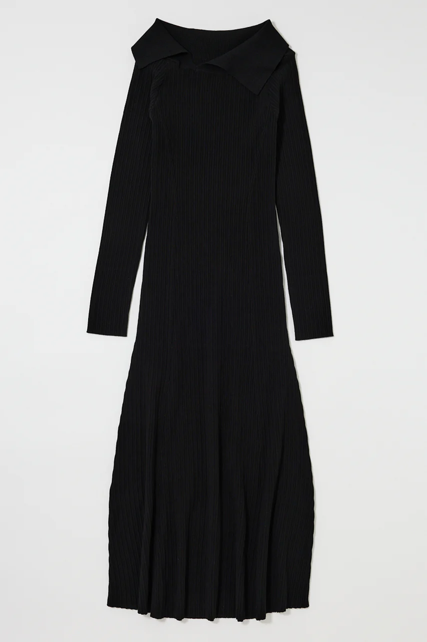 ASYMMETRY COLLAR KNIT DRESS
