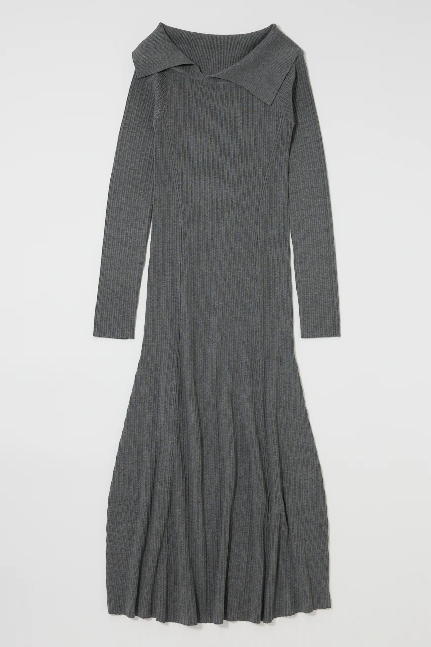 ASYMMETRY COLLAR KNIT DRESS