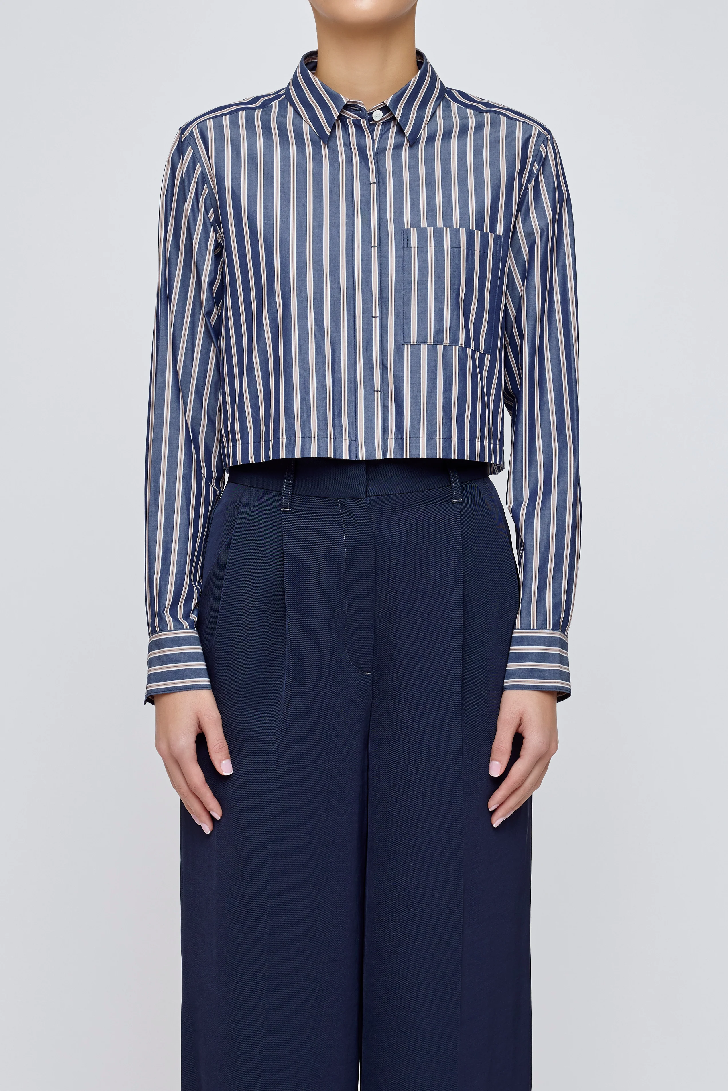 MV BASIC STRIPED CROPPED SHIRT