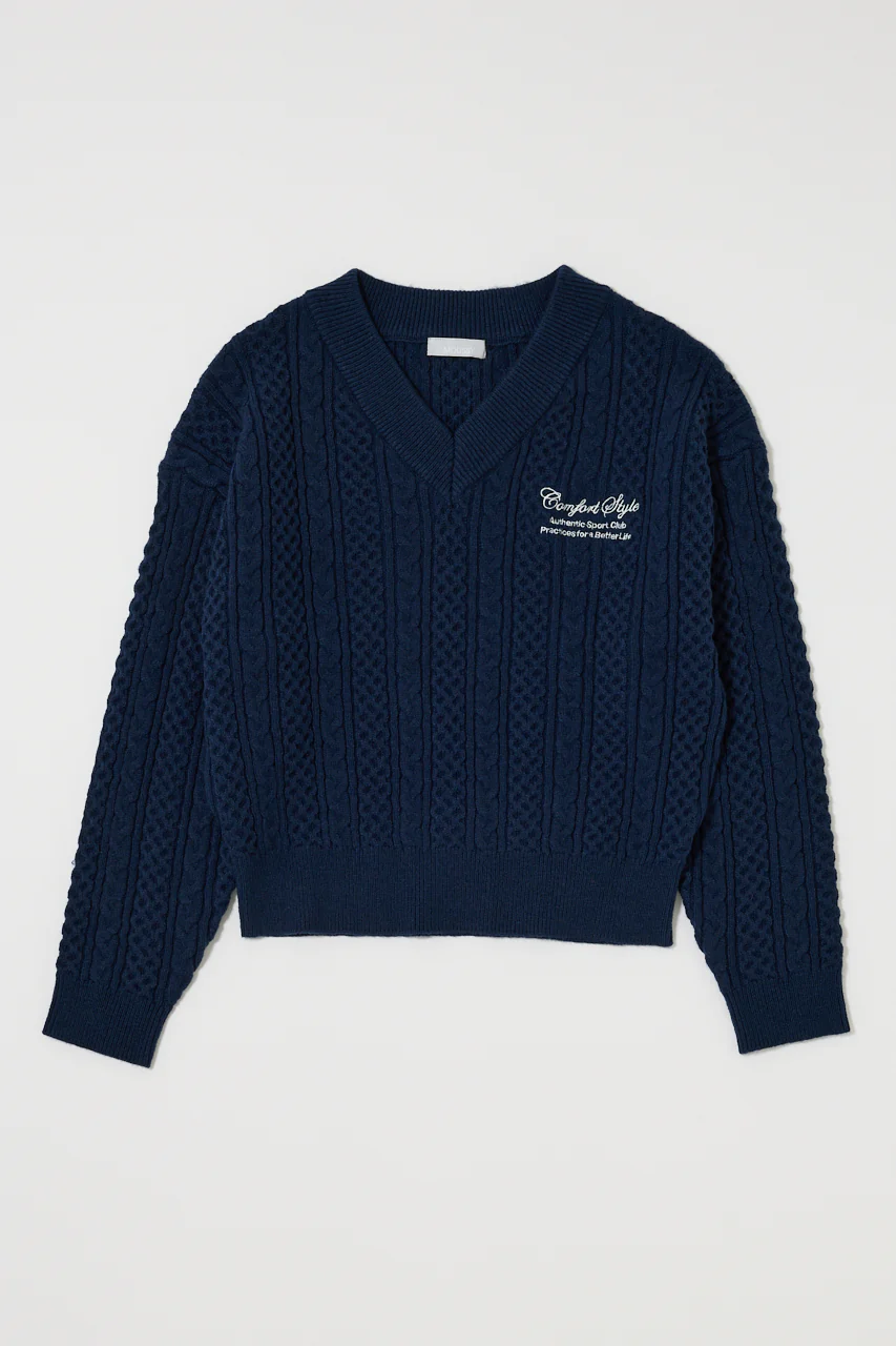 CABLE V NECK KNIT