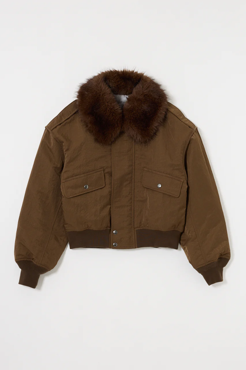 F/FUR COLLAR CROP BLOUSON