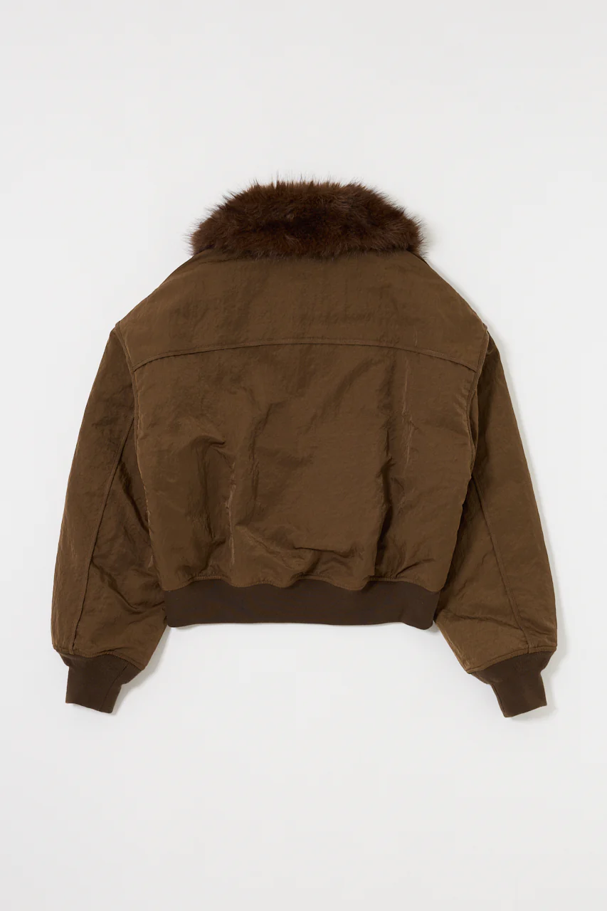 F/FUR COLLAR CROP BLOUSON - Image 3