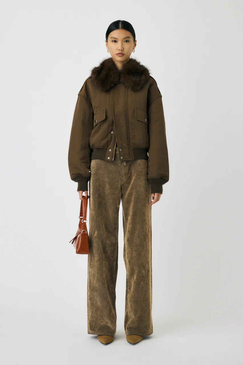 F/FUR COLLAR CROP BLOUSON - Image 5