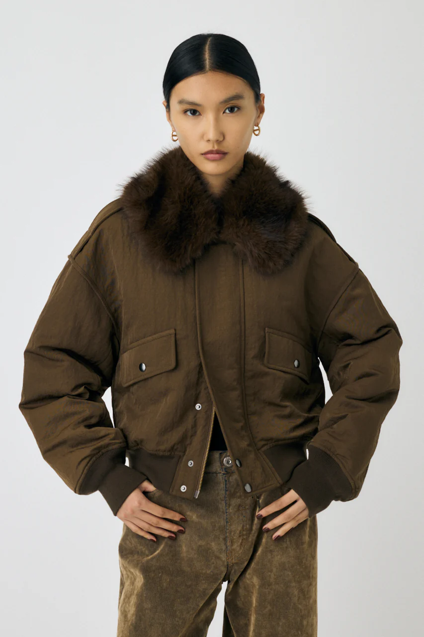 F/FUR COLLAR CROP BLOUSON - Image 7