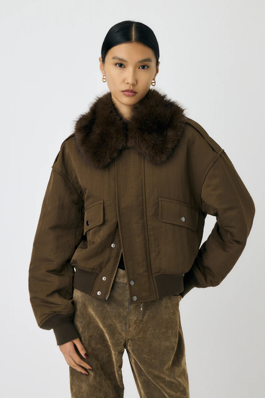 F/FUR COLLAR CROP BLOUSON - Image 8