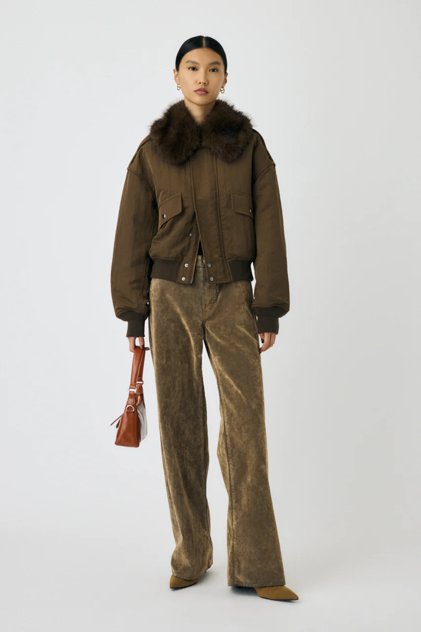 F/FUR COLLAR CROP BLOUSON - Image 9