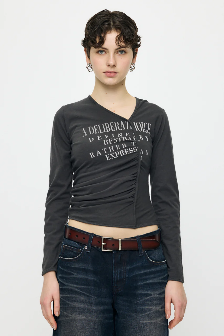 FRONT GATHER DOCKING LONG SLEEVE TOP - Image 2