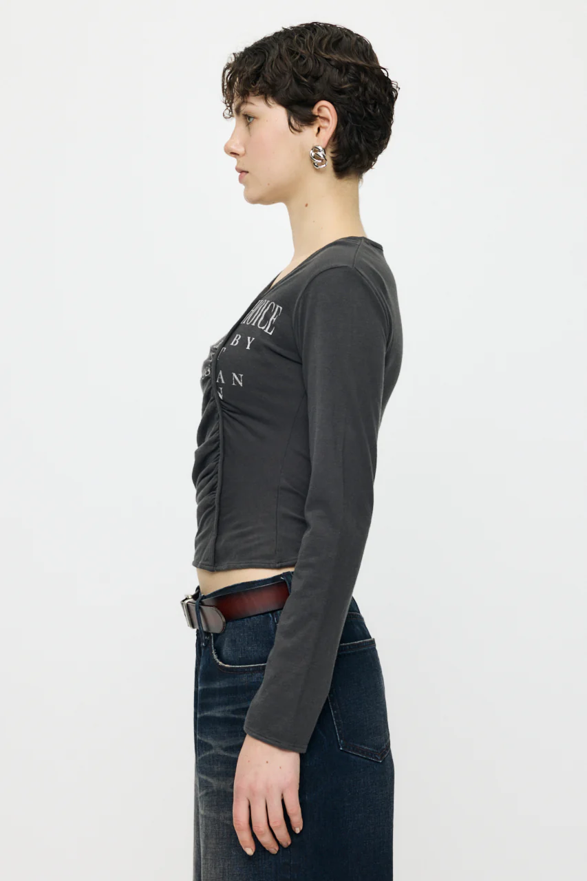 FRONT GATHER DOCKING LONG SLEEVE TOP - Image 4