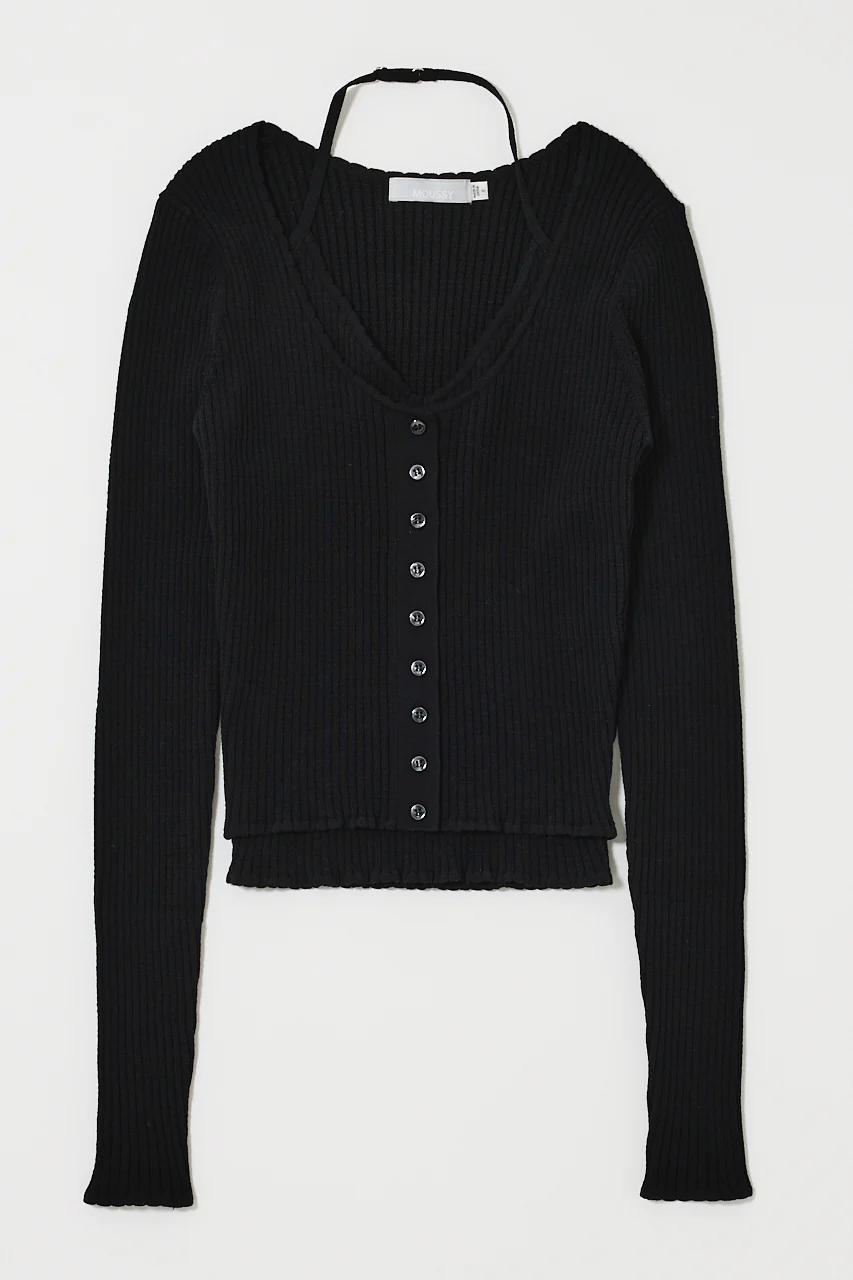 HALTER NECK DOUBLE KNIT TOP