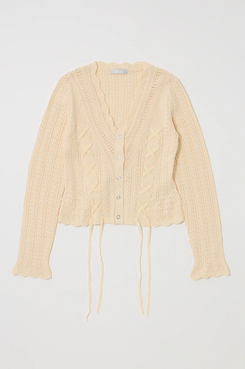 LACE UP RIBBON CARDIGAN