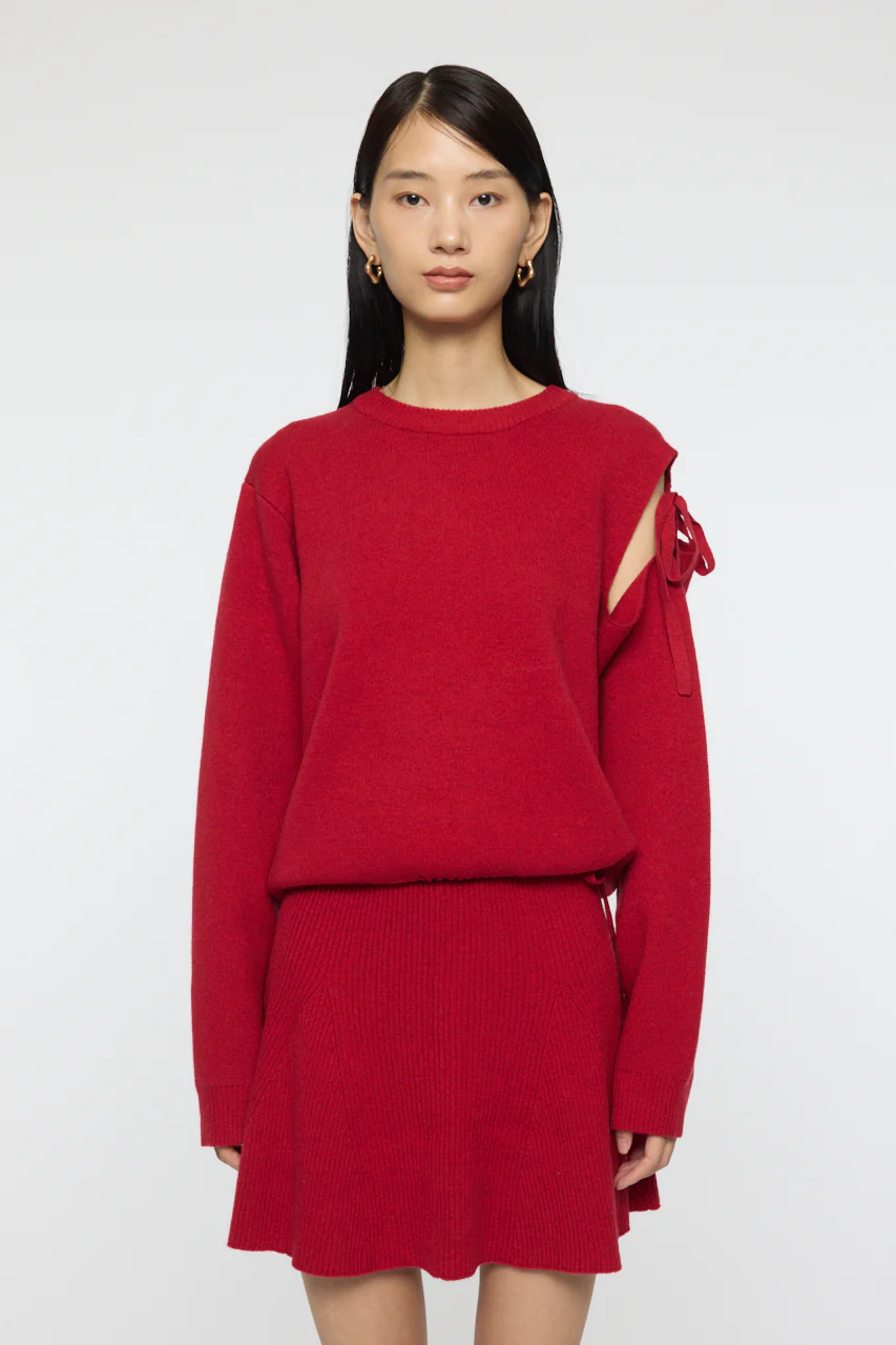TIED RIBBON SWEATER & MINI SKIRT - Image 2