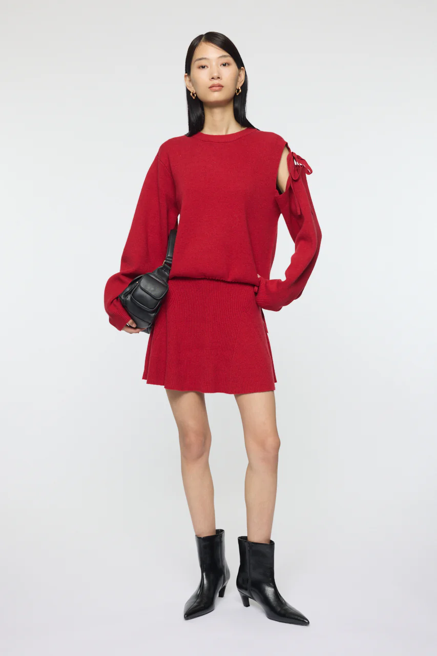 TIED RIBBON SWEATER & MINI SKIRT - Image 5