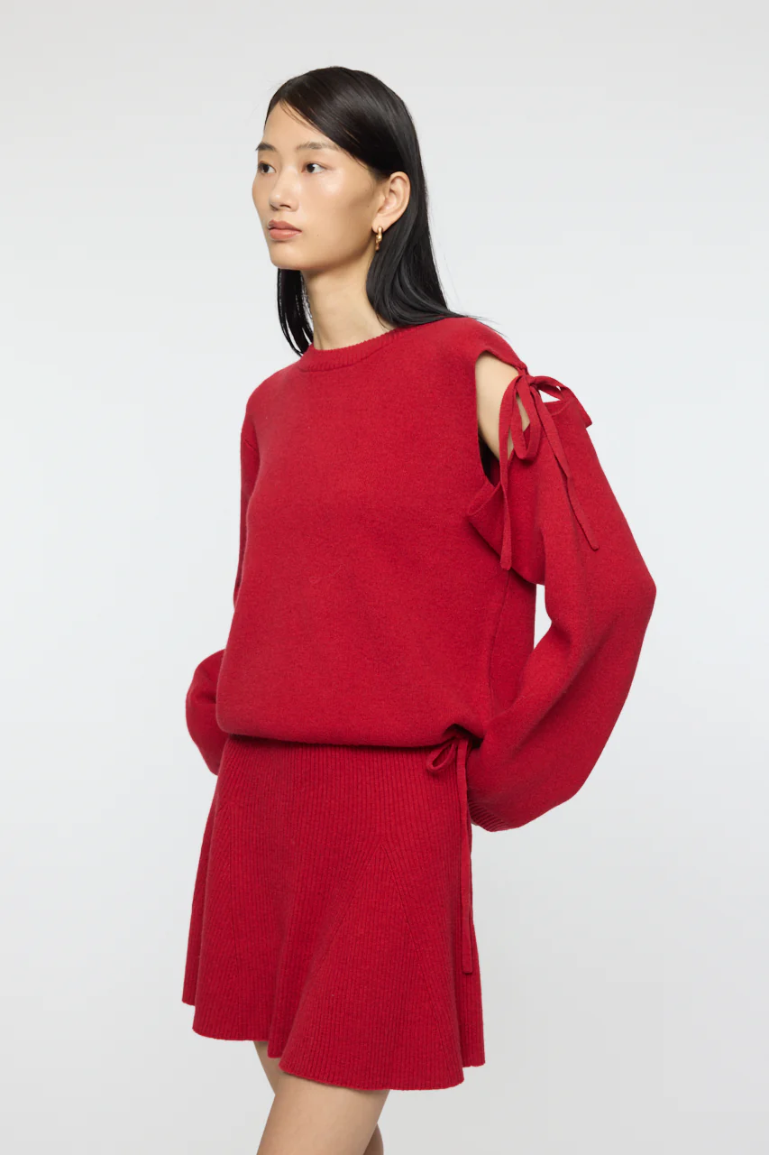 TIED RIBBON SWEATER & MINI SKIRT - Image 6