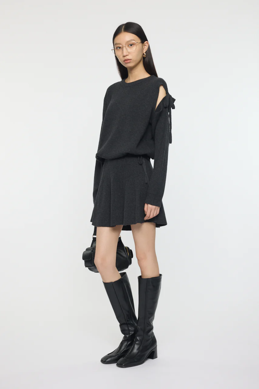TIED RIBBON SWEATER & MINI SKIRT - Image 5