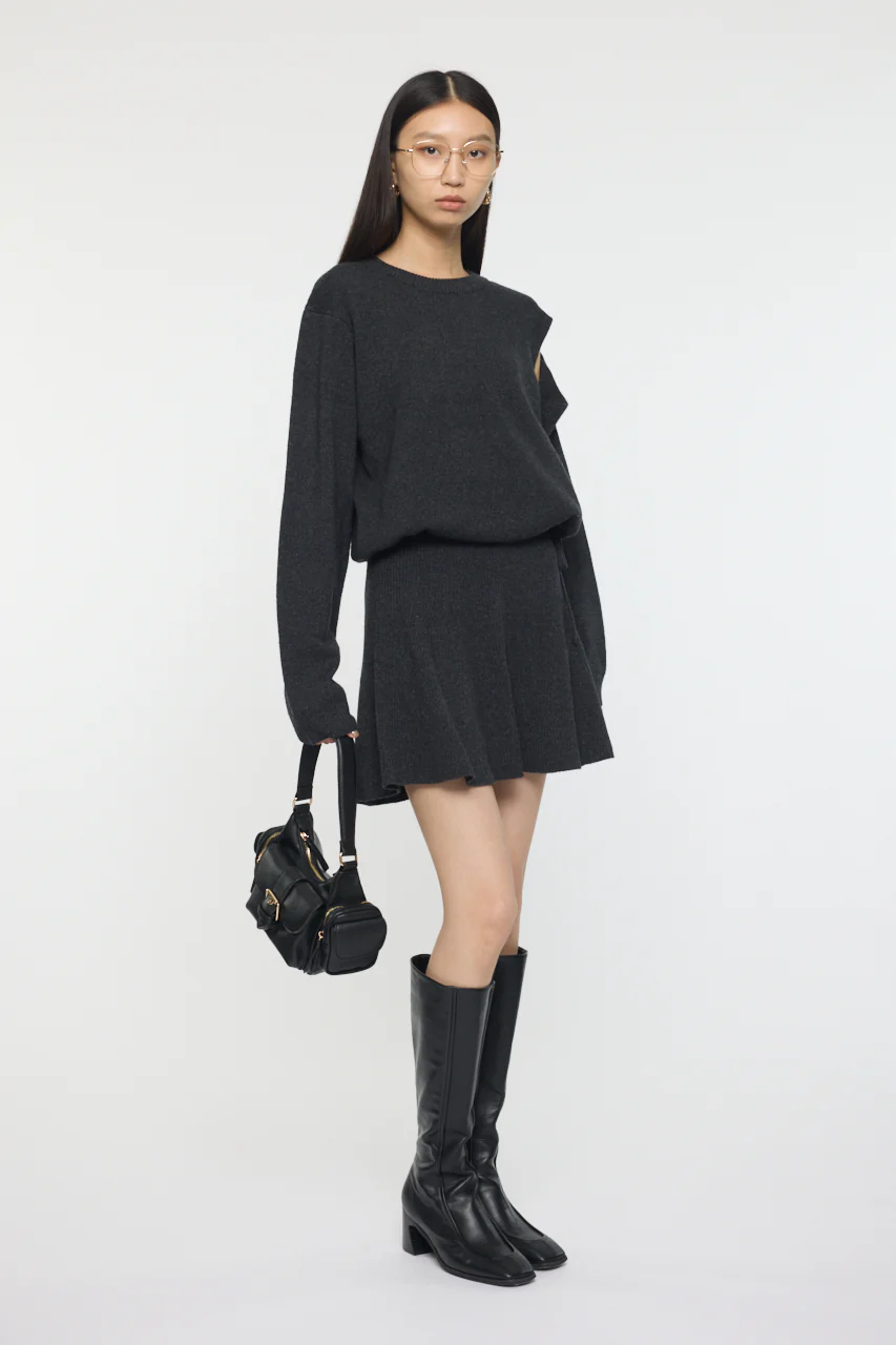 TIED RIBBON SWEATER & MINI SKIRT - Image 6